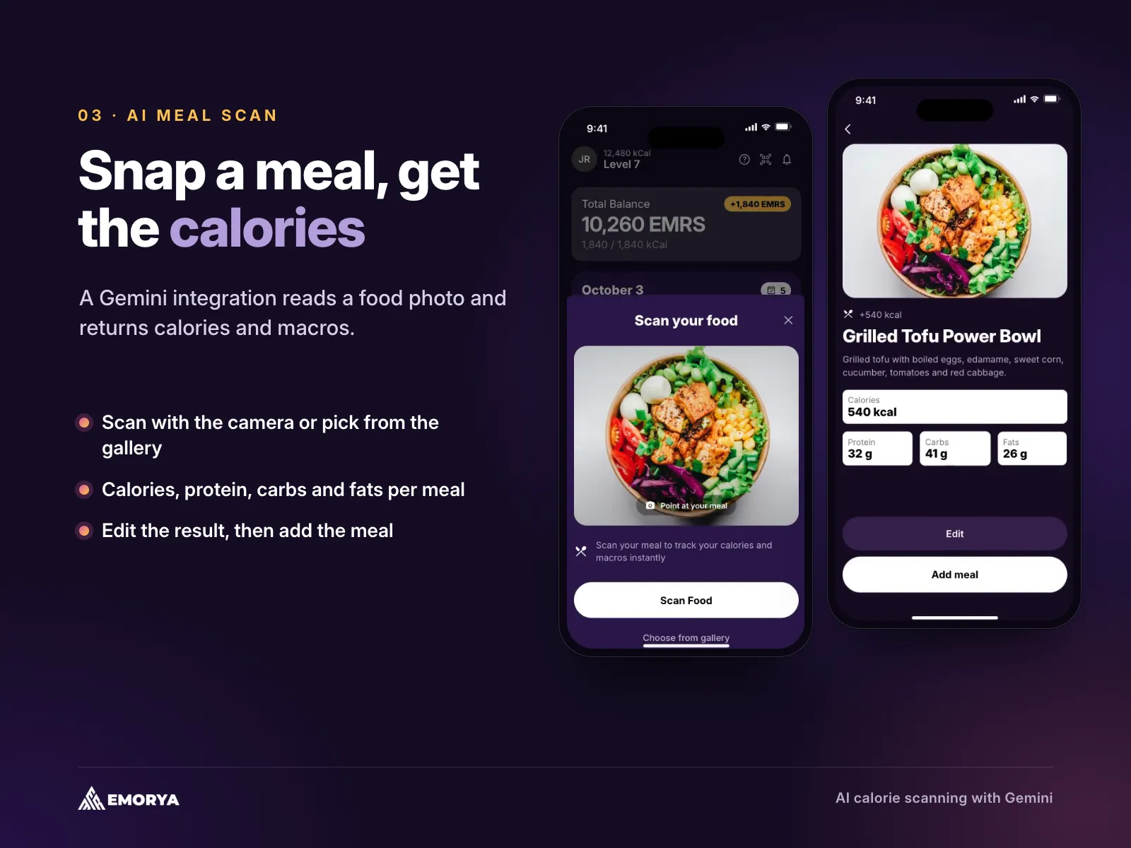 AI meal scan returning calories and macros